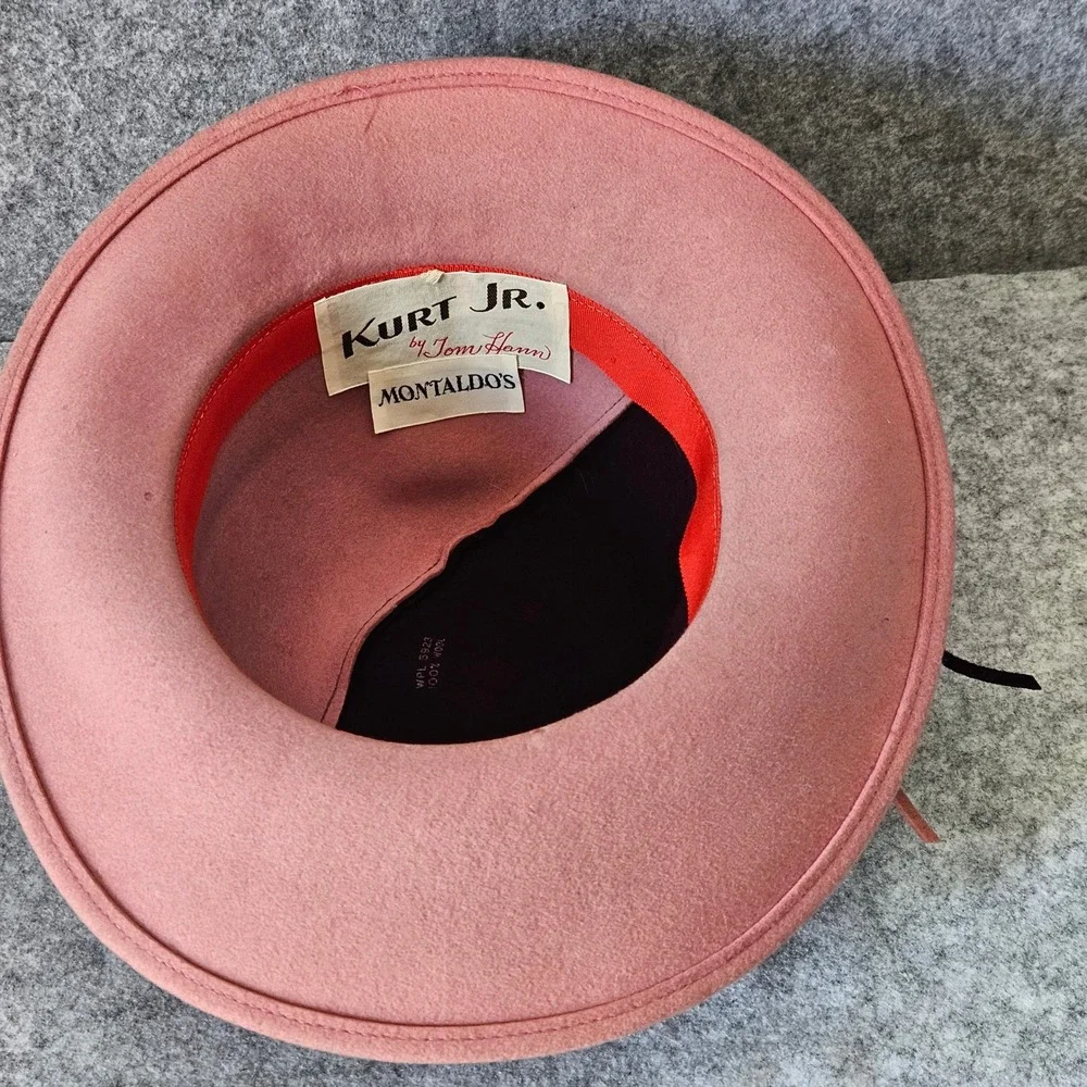 Kurt Jr. Two Tone Pink Purple Felt Fedora Wide Brim Hat Braided Band Colorblock